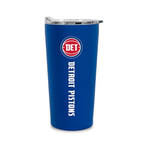 Rico Industries NBA Basketball Detroit Pistons 18oz Soft Touch, Easy Grip Tumbler