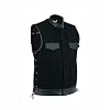 Leatherick Heren lederen afwerking van zwaar denim met kanten biker stijl gilet met diepe zakken SOA Stijl (L)
