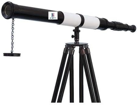 Nauticalmart Admirals Floor Standing Oil Rubbed Bronze with White Leather Telescope 60"