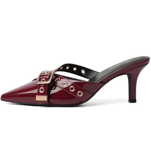 Image of Mostrin Kitten Heels for Women Pointed Closed Toe Heels Vintage Stiletto Dressy Pumps Shoes for Office Work Party