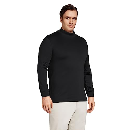 Lands' End Mens Long Sleeve Supima Mockneck Black Regular Medium #TOP2
