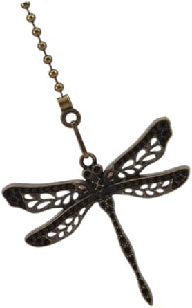 HOMSFOU Vintage Dragonfly Ceiling Fan Pull Chain Pendant 14.37 Inch Zinc Alloy Decorative Fan Pulls Extender Beaded Chain for Light and Accessories image 4