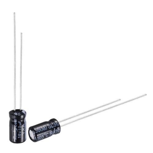 sourcing map 10uF 16V 4x7mm Electrolytic Capacitor, Radial Leads Aluminum Capacitors for TVs, LCD Monitor, VCD, 50Pcs