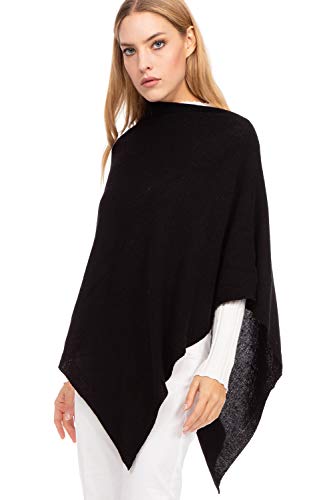 Marine Cashmere - Poncho aus Kaschmir-Mischgewebe für Damen, zart und weich, aus Kaschmir (Schwarz)