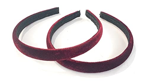 2 diademas de terciopelo para niñas, accesorios para el pelo (borgoña/rojo oscuro)