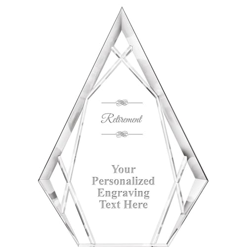 Crown Awards Customizable Acrylic Award, 7" Engraved Retirement Hera Peak Acrylic Award