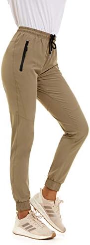 SMENG Womens Khaki Pants Hiking Clothing Quick Dry Lightweight Skinny Drawstring Teacher Cargo Pants Joggers with Zippered Pocket Khaki XS