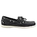 Sebago Portland Crazy H Boat Shoes - Patterned & Distressed Waxed Leather Mocassins with Leather Sock Lining and Non-Marking, Non-Slip Rubber Outsoles, Navy Blue - 8.5 Regular