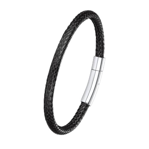 [ChainsPro] 編み込み 黒 ブレスレット メンズ 人気 つけっぱなし ブラック レディース アクセサリー(22cm)の商品画像（Amazon）