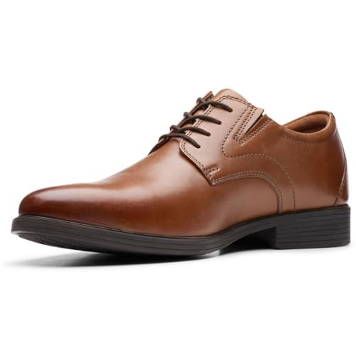 Clarks Men's Whiddon Plain Loafer, Dark Tan Leather, 12