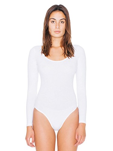American Apparel Women's Cotton Spandex Long Sleeve Double U Bodysuit Size M