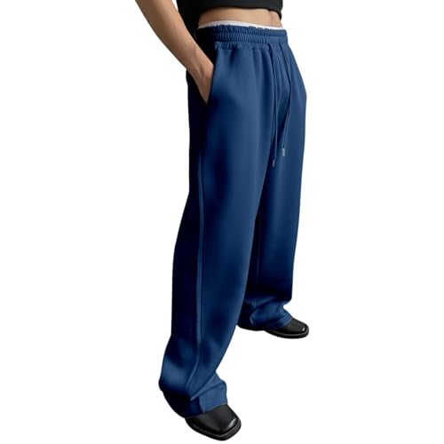 Pantalon décontracté pour homme coupe ample droite confortable taille élastique