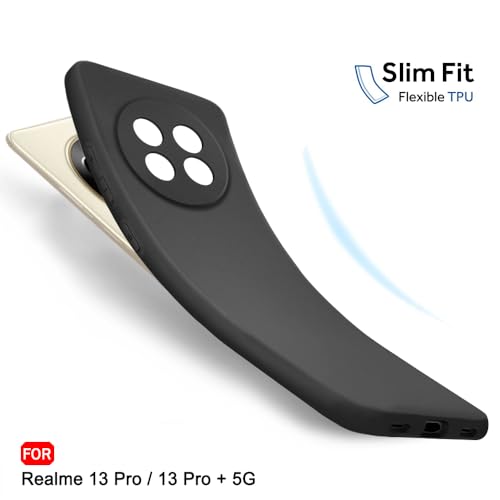 Image of TheGiftKart Sleek Back Cover Case for Realme 13 Pro / 13 Pro Plus 5G | Slim Fit Protective Design | Ultra Matte Finish | Camera Protection Bump | Soft Case Cover for Realme 13 Pro (Silicone, Black)
