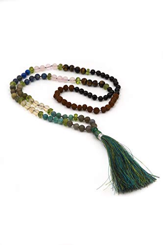 Collier Mala du Coeur Vert 108 pierres naturelles de qualité supérieure fait main
