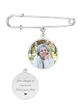 PiercingJak Personalised Wedding Bouquet Photo Charms Customized Full Color Pictures Memorial Pin Brooch Stainless Steel Boutonniere Memorial Gift for Mother Of Bride Or Groom