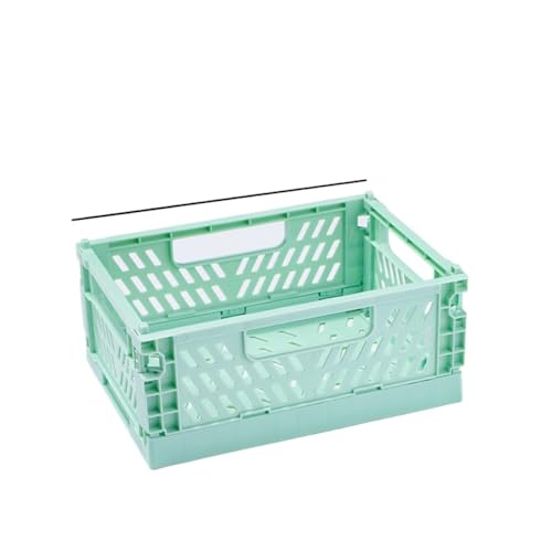 OGXN 折りたたみコンテナ 収納ボックス 収納ケース バスケット 省スペース 積み重ね可能 組み立て簡単 取っ手付き 多機能 プラスチック製 卓上用 教室用 寝室用 バスルーム用 オフィス用 文房具 調味料 スナック (抹茶グリーン,トランペット)