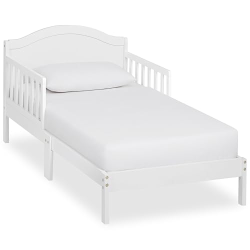 Dream On Me Sydney Toddler Bed in White, Greenguard Gold Certified, JPMA Certified, Low To Floor Design, Non-Toxic Finish, Safety Rails, Made Of Pinewood