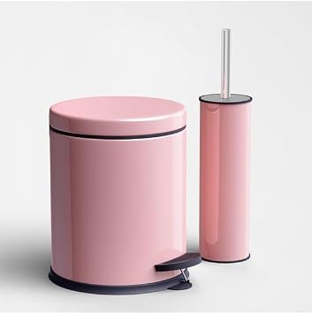 Eko Serisi Ayak Basmal   zellikli 2li Banyo Seti 3 Litre  p Kovas  ve Kolozet F r as  Paslanmaz Pembe