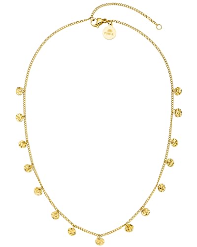 Purelei® Malihini Necklace (gold) – 18K Gold plated stainless steel jewelry – Waterproof chain with coins – 14 to 16 inch adjustable length – Fashion jewelry for your individual look