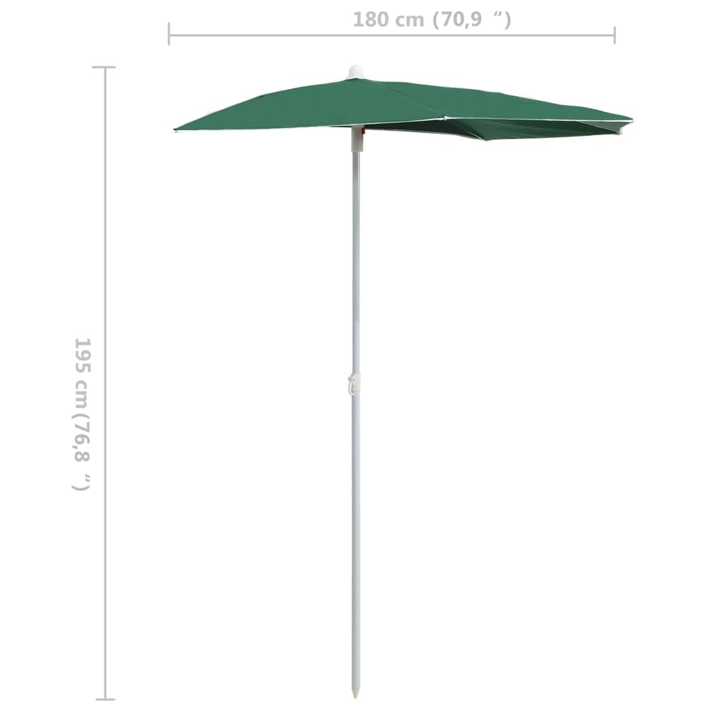 Casa & Giardino Articolo-Giardino Mezzo Ombrellone con Palo 180x90 cm Verde