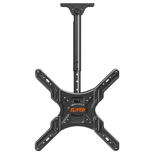 ELIVED Suporte de teto para TV serve para a maioria das TVs LED de 26 a 65 polegadas, LCD OLED de tela plana, suporte de suporte de TV ajustável com movimento total, suporte giratório e inclinável, VESA máximo 400 x 400 mm, capacidade para até 45 kg.