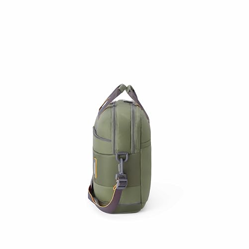 Image of American Tourister Urban Biz Office Briefcase | 2 Compartments | Front Quick-Access Pocket | 14 Inch Laptop Compatible | Messenger Bag for Business | Detachable Shoulder Strap | Green