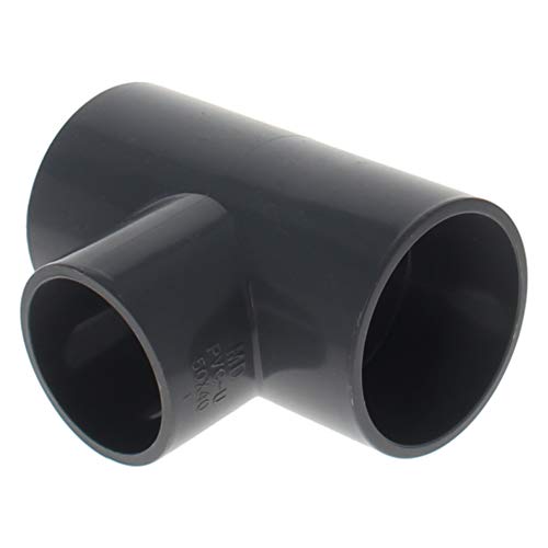 MroMax 2Pcs 50mm x 40mm Slip Tee PVC Pipe Fitting T-Shaped Coupling Connector for Home or Industrial Use Gray