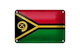 FEMER Blechschild Flagge Vanuatu 18x12cm Flag of Vanuatu Vintage Dekoration