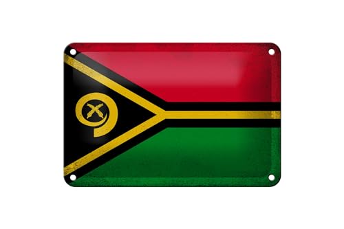FEMER Blechschild Flagge Vanuatu 18x12cm Flag of Vanuatu Vintage Dekoration