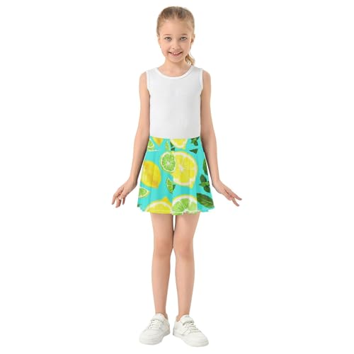 Cheer Girls' Shorts Athletic Skorts Tennis Skirts Toddler Teen Skirt Lemons Limes Green Leaves Mint 4t3