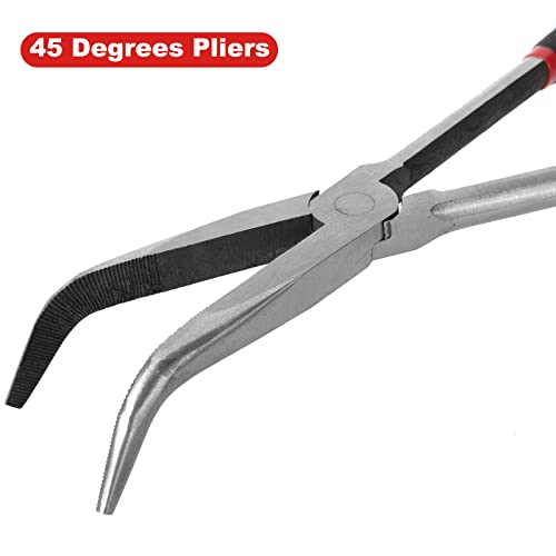 Dajave 11 Inch Needle Nose Pliers Set, 4 Pack Long Nose Pliers Set, Straight Long Needle Nose Pliers, 45 Degree Pliers, 90 Degree Needle Pliers And Long Reach Circle Pliers #TOP3