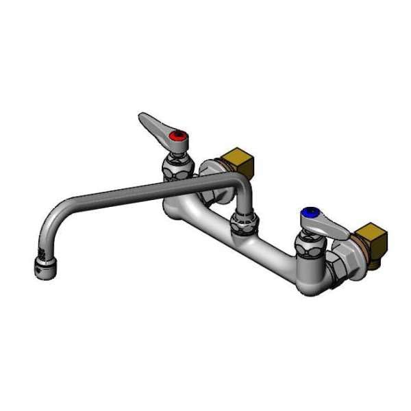 T&S Brass B-0244 Wall Mount Faucet, 12" Swing Nozzle, B-0199-01 Aerator, B-0230-K Inlet Kit, 8"
