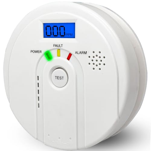 Carbon Monoxide Detector,CO Alarm Detector with LCD Digital Display for Travel Home,Battery Powered Carbon Monoxide Alarm Comply with EN 50291(Batteries NOT Included)