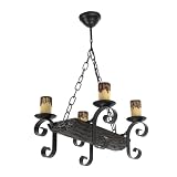 Lámpara 4xe27 con un diseño de tronco en negro y marrón, ideal para dar un toque rústico a tu espacio. Dimensiones: Regx38x35 cm, perfecta para cualquier habitación.