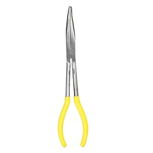 11 Inch Long Reach Long Nose Pliers | Designed for Mechanics, Technicians, and Contractors | Work with Delicate or Difficult-to-Reach Pieces | Milled-Jaws | Steel “45 Degree Bent Nose Plier