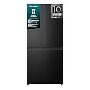 Hisense RQ5P470SAFD Cross-Door Kühl-Gefrier-Kombination, 304 Liter Kühlteil, 179 Liter Gefrierteil, Total NoFrost, Wifi, Multi AirFlow, FastFreeze, Energieeffizienzklasse D, 178, 5cm x 79, 4cm, schwarz