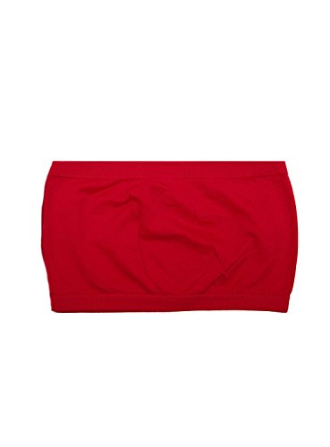 Seamless Bandeau Strapless Tube Top Bra Red, One Size