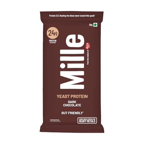 Image of Mille Yeast Protein Dark Chocolate | Made with Fermented Yeast Protein | No Bloat Vegan No Added Sugar | Has All 9 Essential Amino Acids | No Adulteration | 38g Trial Pack