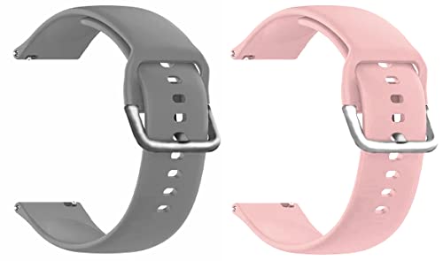 BQeT 20MM Soft Silicone Metal Buckle Strap For Smart Watch(CHECK MODEL LIST ALSO) (20MM, GREY/PINK)