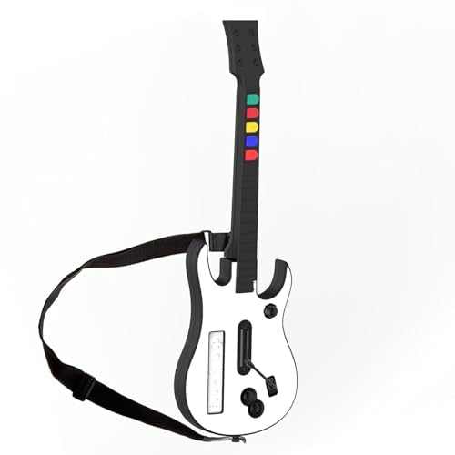 DOYO Wireless Wii Guitar Hero Controller Compatible with Guitar Hero and Rock Band 2 &amp; 3 Games with Adjustable Strap (Excludes Rock Band 1), White