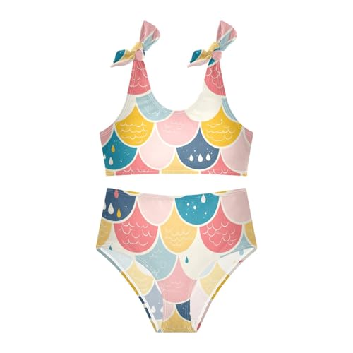 Mermaid Fish Scales Girl 2 Piece Kids Bikini Set Beach Swimsuits Swimming Suits Adjustable Strap3
