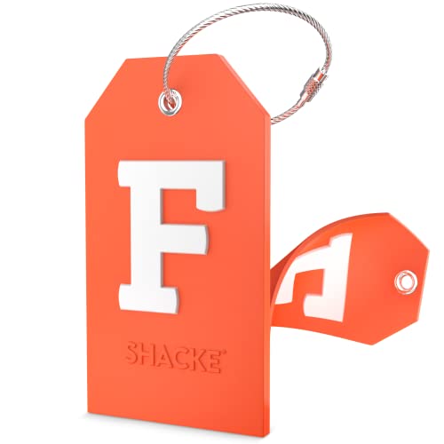 Image of Initial Luggage Tag with Full Privacy Cover and Stainless Steel Loop - (Letter F)