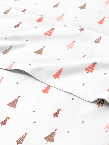 Full Christmas Tree Sheet Set - Holiday Xmas Pattern Bedding Set - Deep Pockets - Snug Fit - 4 Piece - Wrinkle Free & Easy Care - Comfy Festive Winter - Holiday Sheets for Women, Men, Kids and Teens