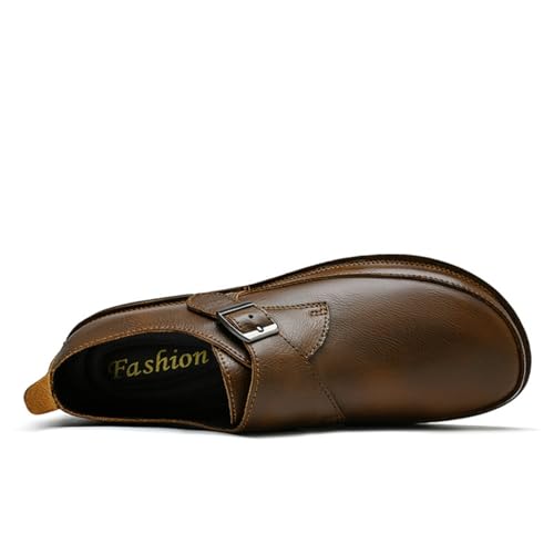 Mens Shoes Dress Slip - on Loafers， Men's Simple Premium Genuine Leather Buckle Shoes for Driving3