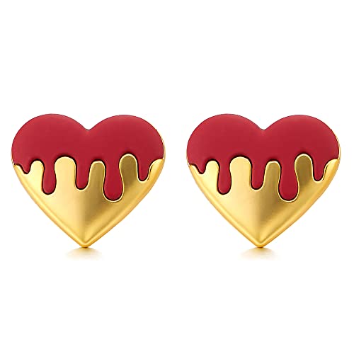 Belle Couleur d'or Rouge Souffle Coeur Statement Déclaration Clous d'oreille Boucles d'oreilles