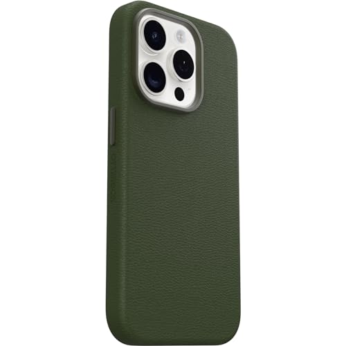 Image of OtterBox iPhone 15 Pro Symmetry Series Cactus Leather for MagSafe - Cactus Grove (Green), sustainably sourced, Snaps to MagSafe, Ultra-Sleek, Raised Edges Protect Camera & Screen