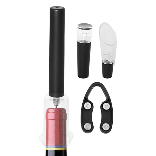 Sacacorchos de vino a presión de aire, abridor de vino con función de aireación, diseño compacto, aplicación limpia, cómoda aplicación de apertura de botellas para picnic, camping, vacaciones