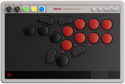 8BitDo All-Button Arcade Controller for Switch/Switch 2 & Windows – Bluetooth, 2.4G, Wired Connectivity, Low-profile Mechanical Switches, 4 Programmable Buttons, Hot-swappable PCB