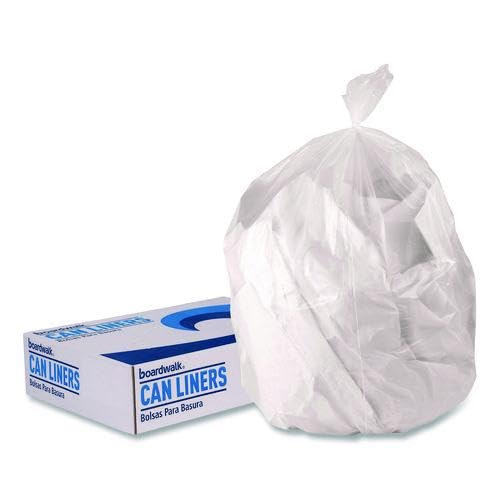 Boardwalk Low-Density 16 Gallon Garbage Bags, 500 Count, 24"x32", Clear, Commercial LDPE Waste Can Liners, Coreless Perforated Rolls, Puncture-Resist, Made in the USA