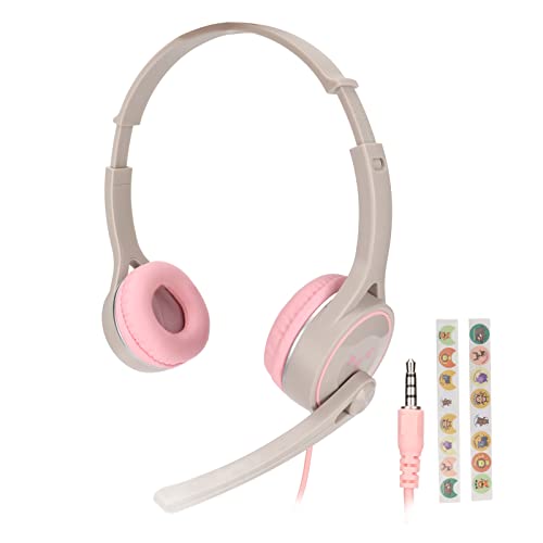 Kids Headphones with Microphone, Childrens Folding Headset 3.5mm Wired Headset Stereo Headset for Online Class Listen to Music